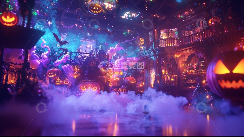 高清大图下载【趣麦麦图】万圣节主题酒吧夜景