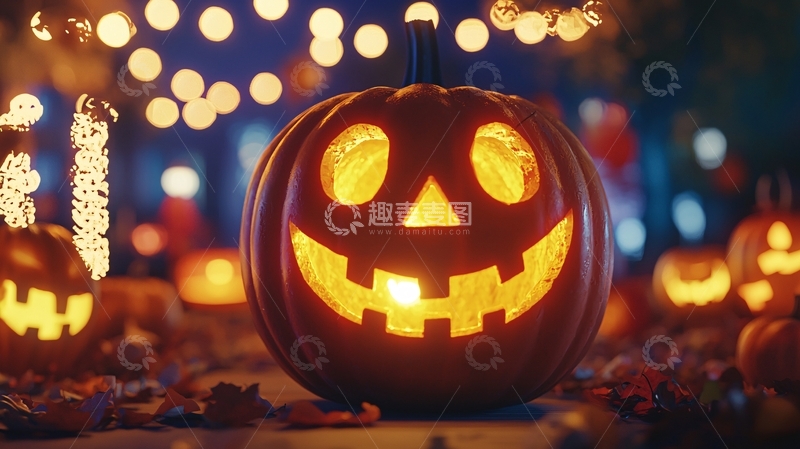 高清大图下载【趣麦麦图】万圣节南瓜灯夜景