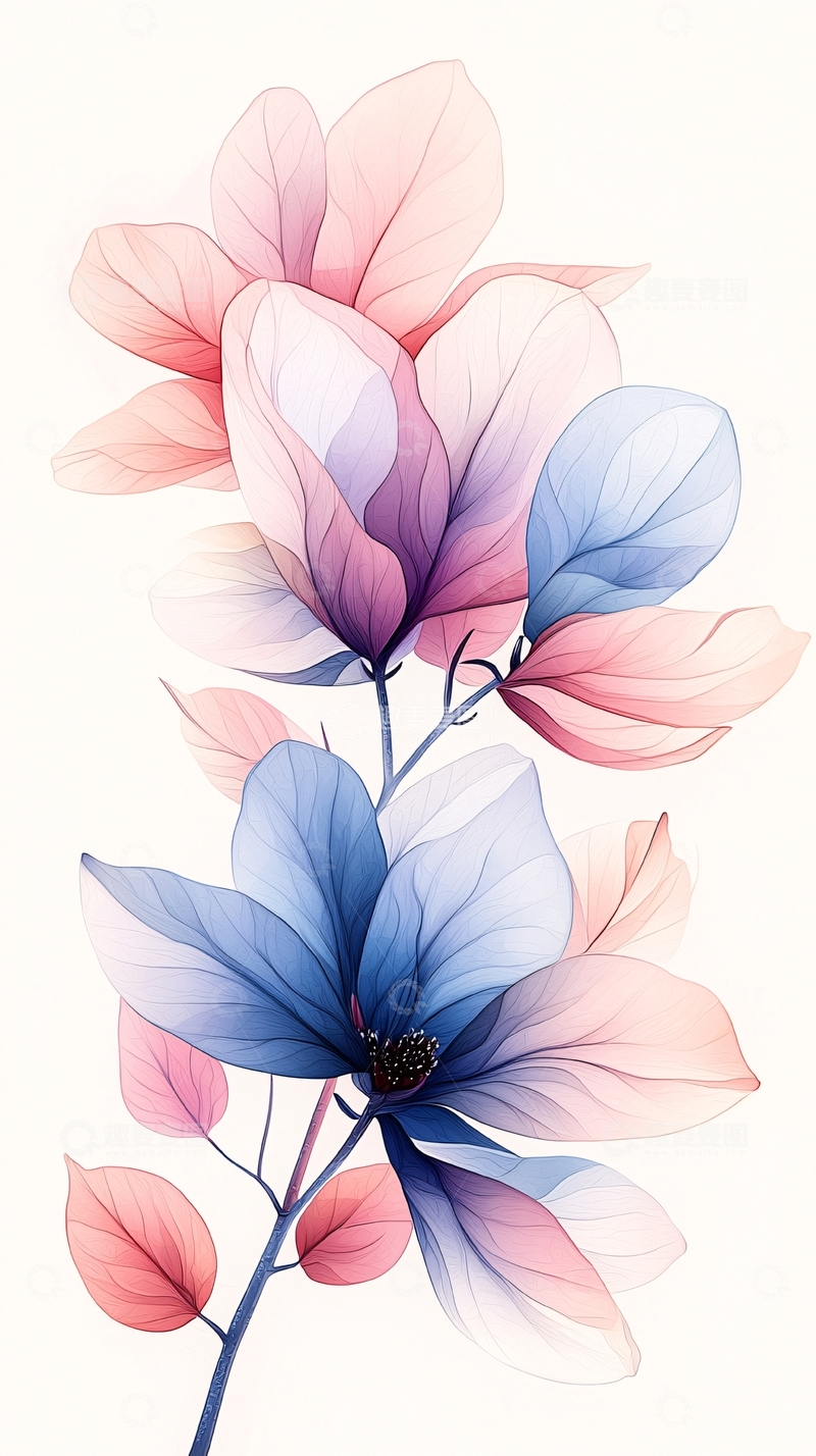 高清大图下载【趣麦麦图】梦幻花卉艺术插画