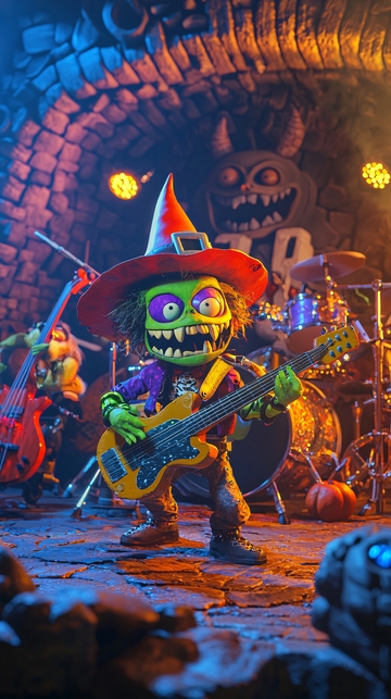 万圣节摇滚巫师乐队演出