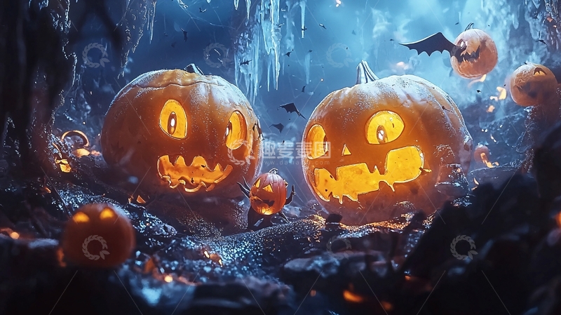 高清大图下载【趣麦麦图】万圣节南瓜灯夜景