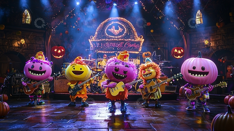 高清大图下载【趣麦麦图】万圣节主题乐队演唱会