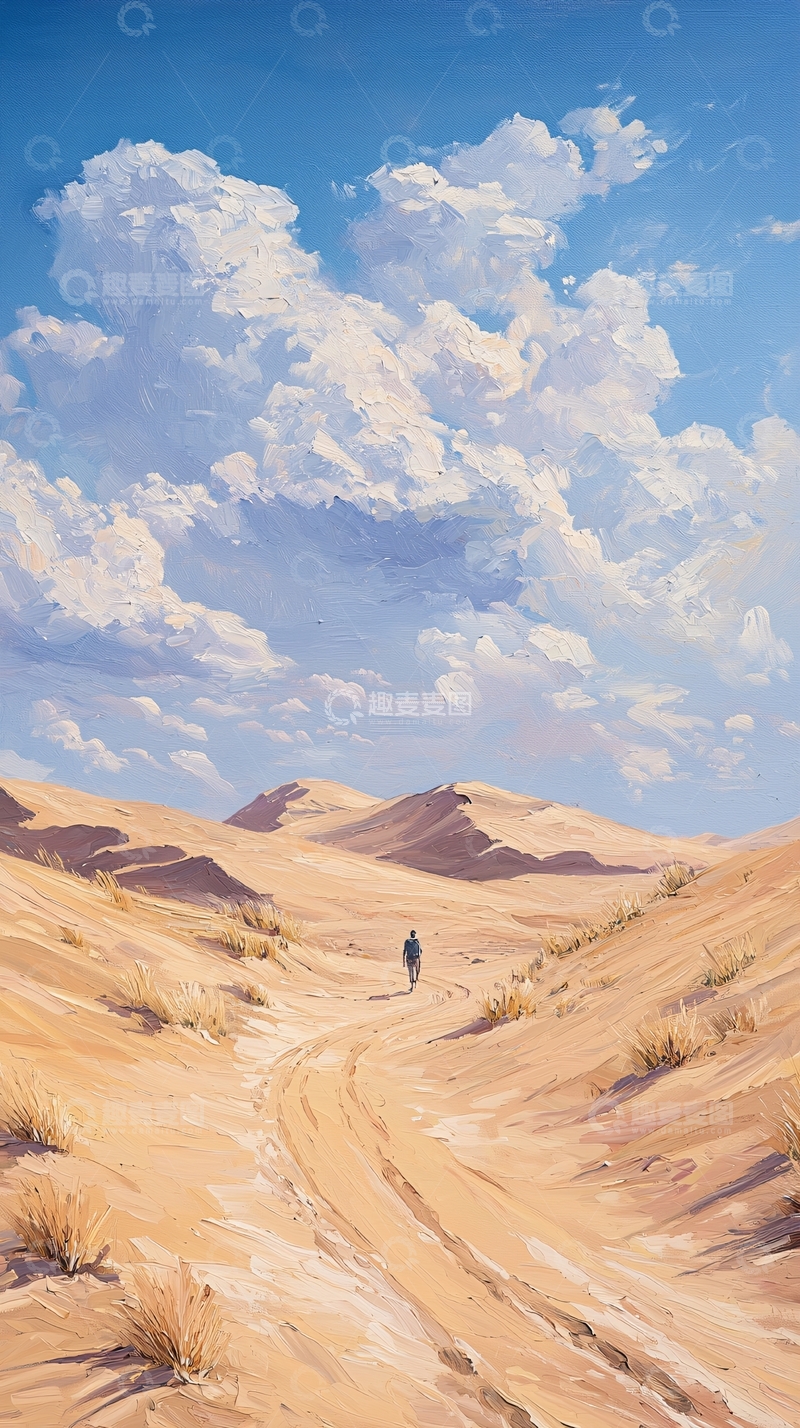 高清大图下载【趣麦麦图】沙漠中的孤独旅人