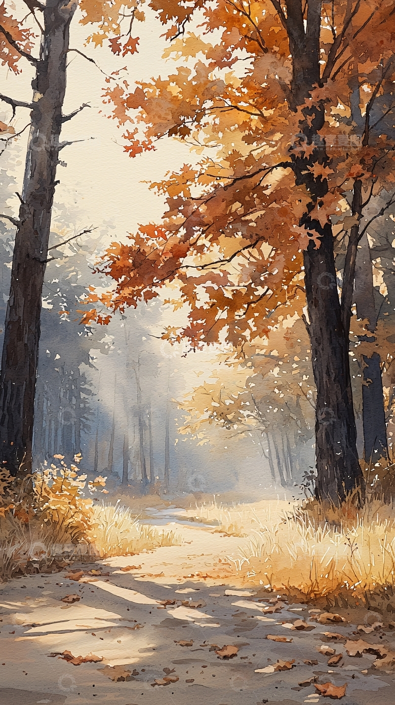 高清大图下载【趣麦麦图】秋日森林小径125