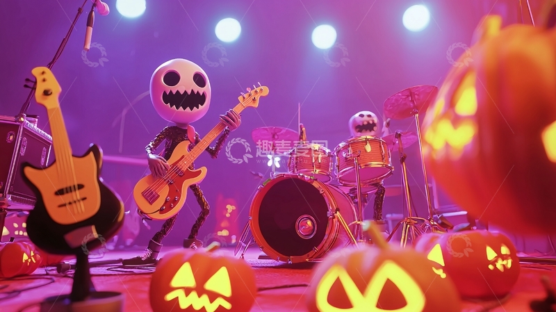 高清大图下载【趣麦麦图】万圣节乐队演出场景