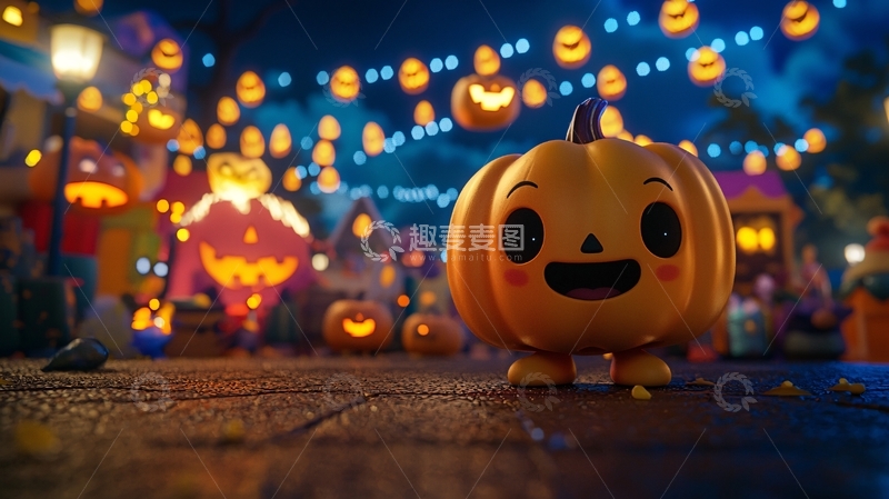 高清大图下载【趣麦麦图】万圣节南瓜灯夜景