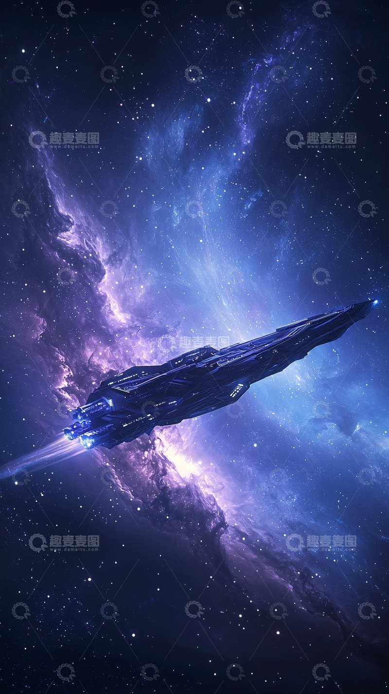 高清大图下载【趣麦麦图】星际飞船穿越星云