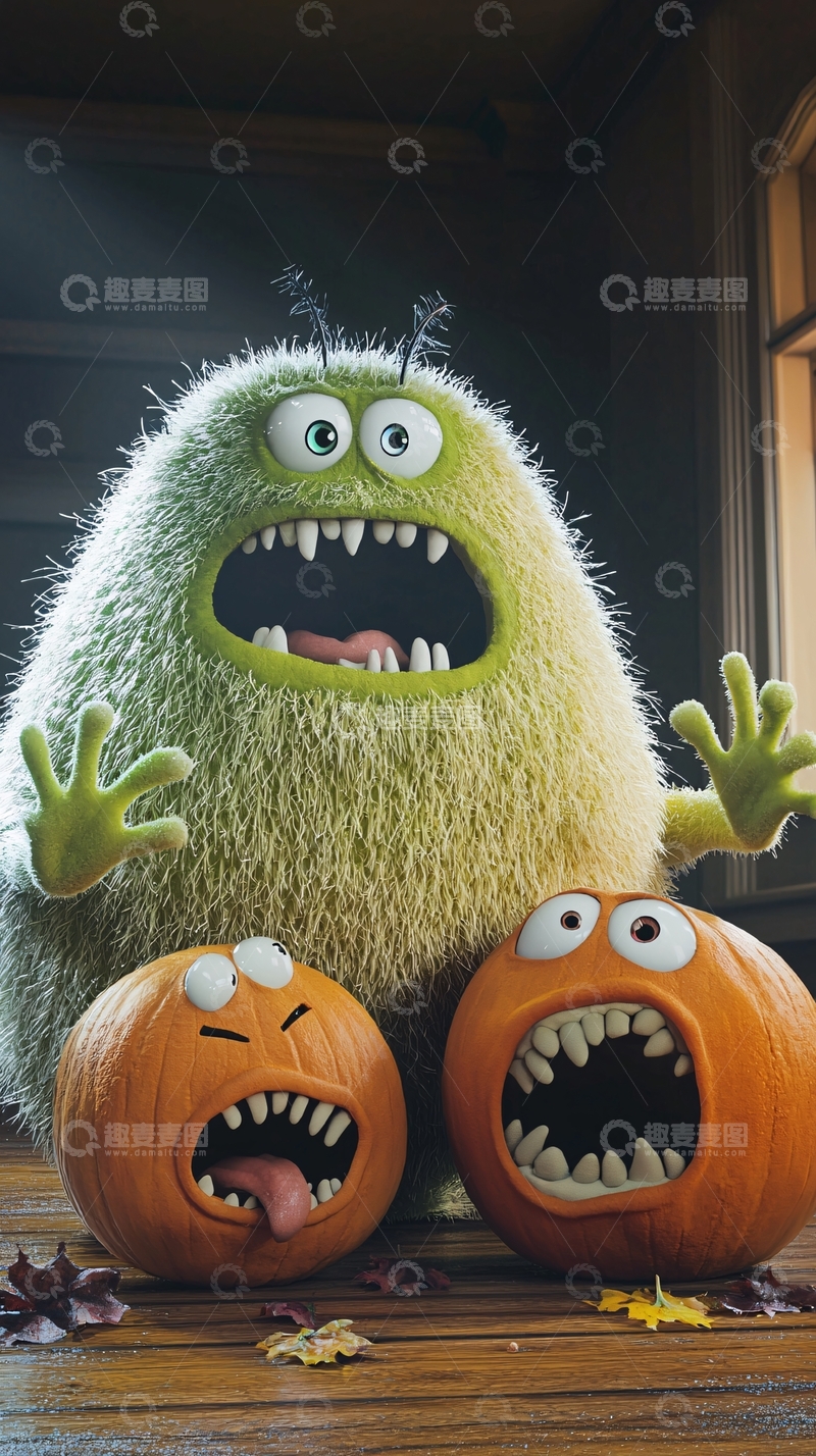 高清大图下载【趣麦麦图】万圣节怪物与南瓜灯