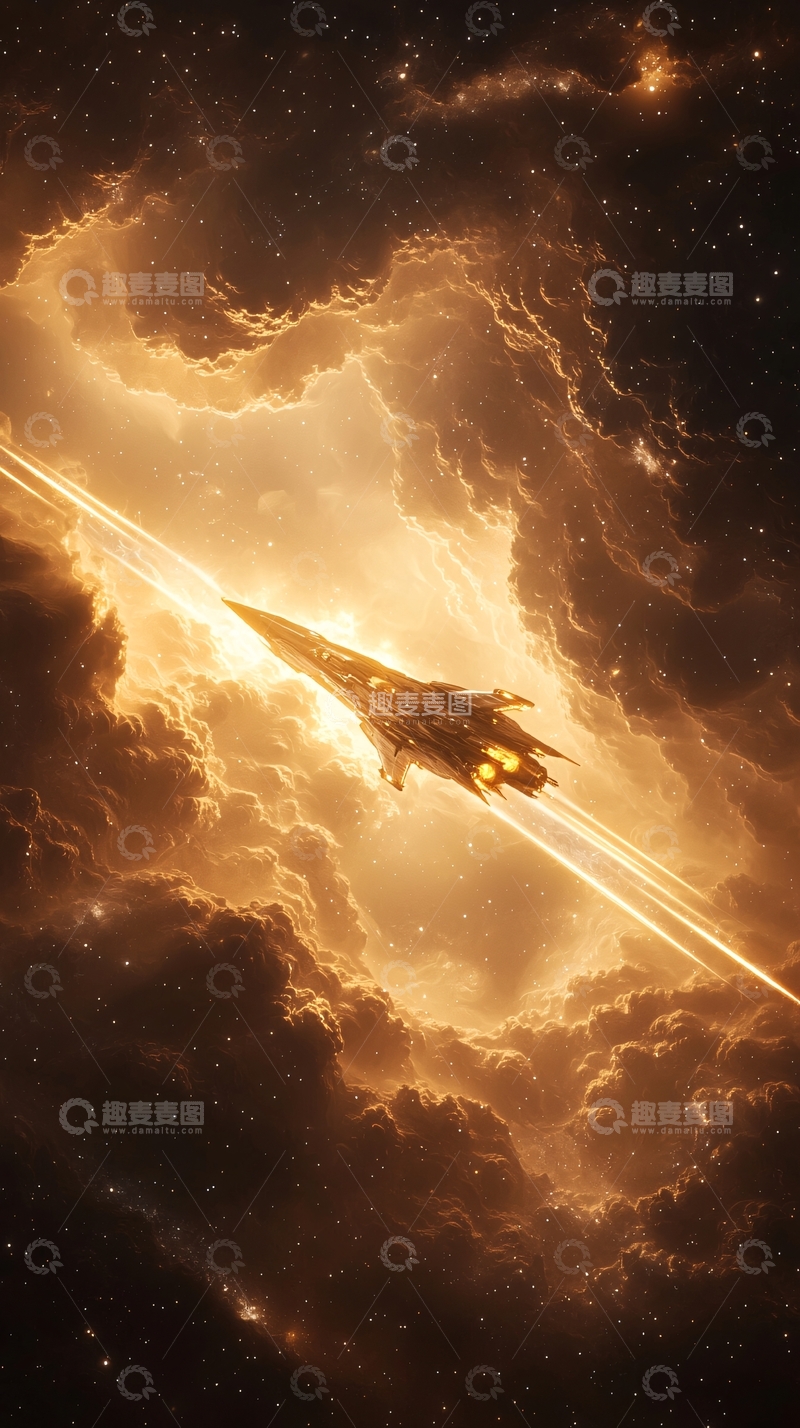 高清大图下载【趣麦麦图】星际飞船穿越星云