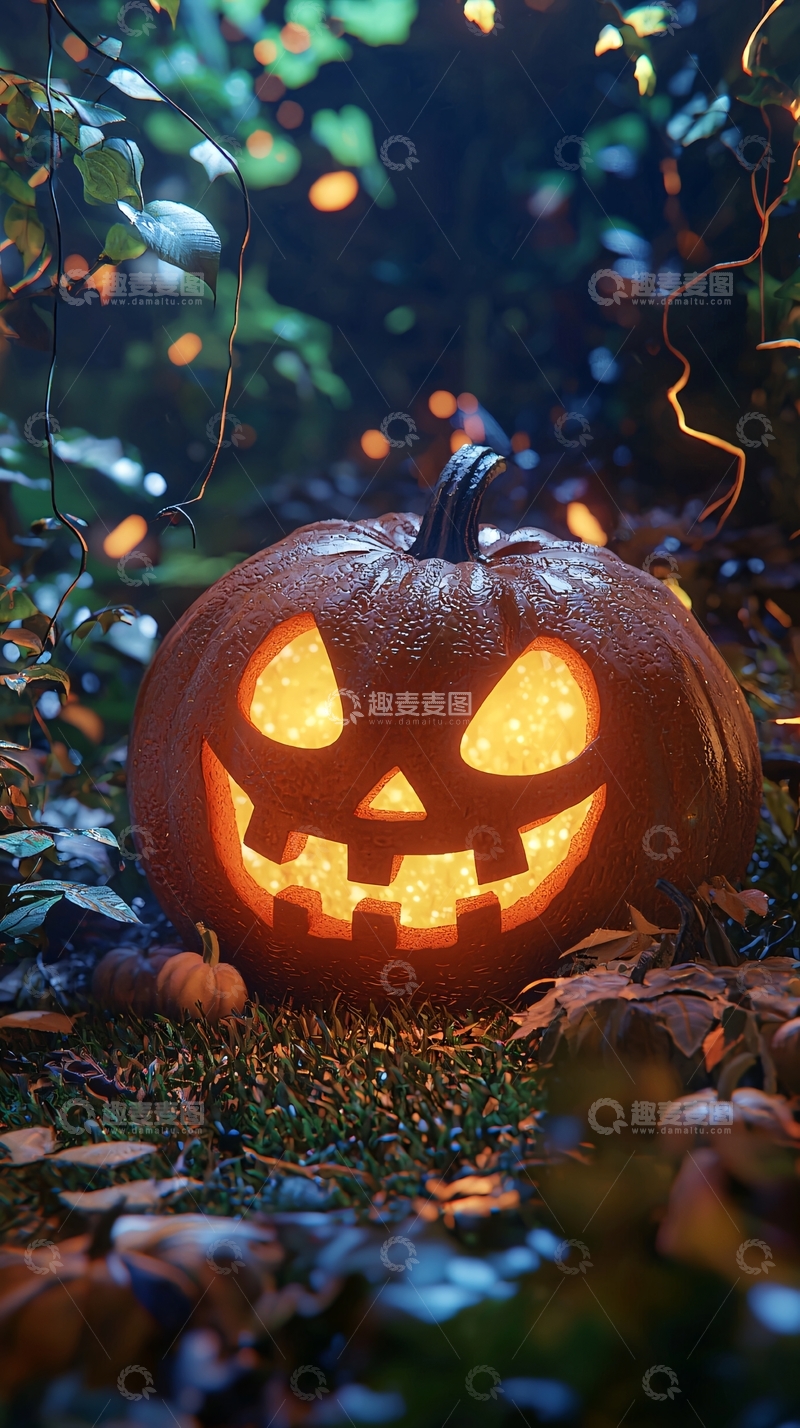 高清大图下载【趣麦麦图】万圣节南瓜灯夜景