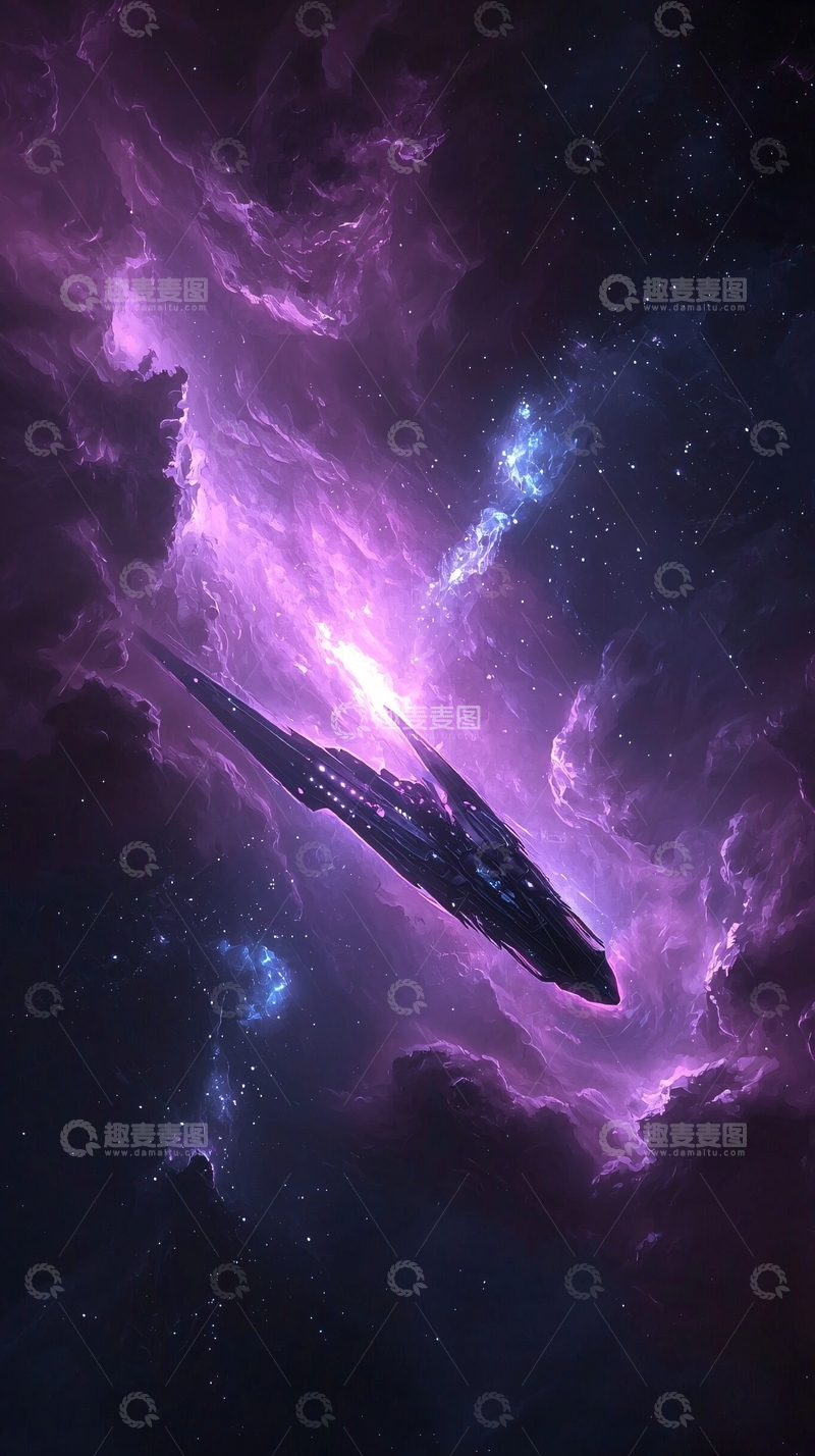 高清大图下载【趣麦麦图】星际飞船穿越星云
