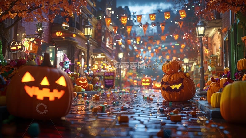高清大图下载【趣麦麦图】万圣节南瓜街景