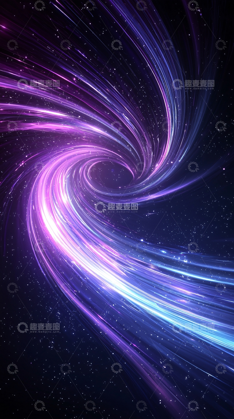高清大图下载【趣麦麦图】紫色光带螺旋星空背景