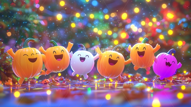 万圣节南瓜灯跳舞场景