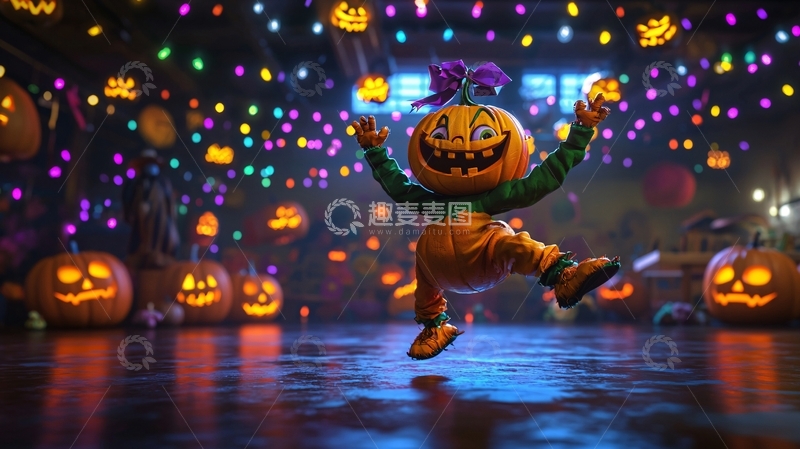 高清大图下载【趣麦麦图】万圣节南瓜灯舞者