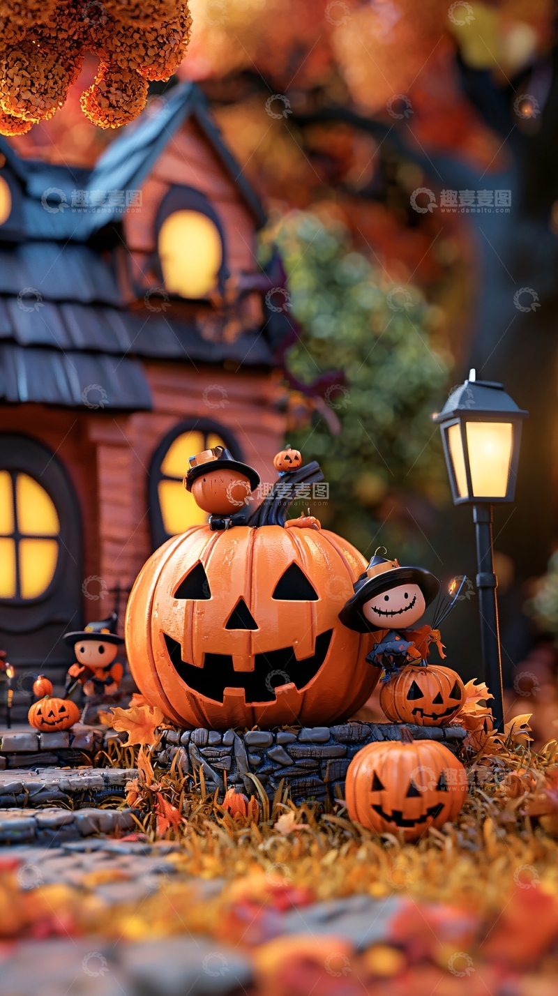 高清大图下载【趣麦麦图】万圣节南瓜灯装饰场景