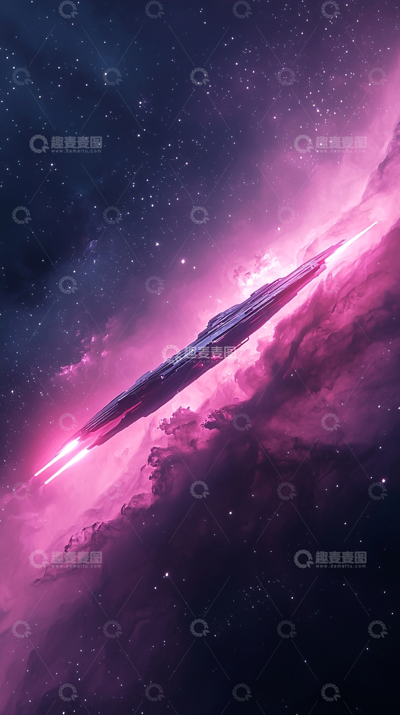 高清大图下载【趣麦麦图】星际飞船穿越星云