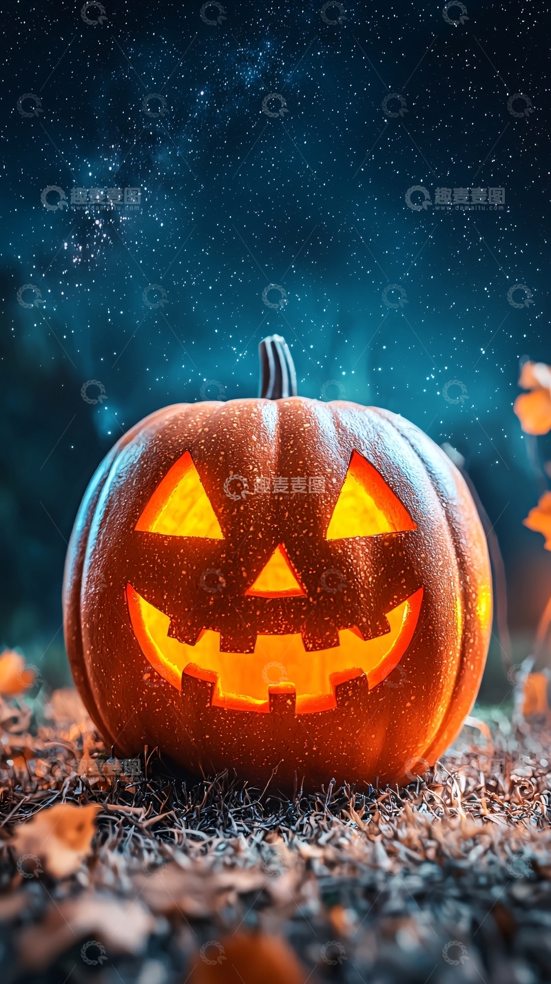 高清大图下载【趣麦麦图】万圣节南瓜灯夜景