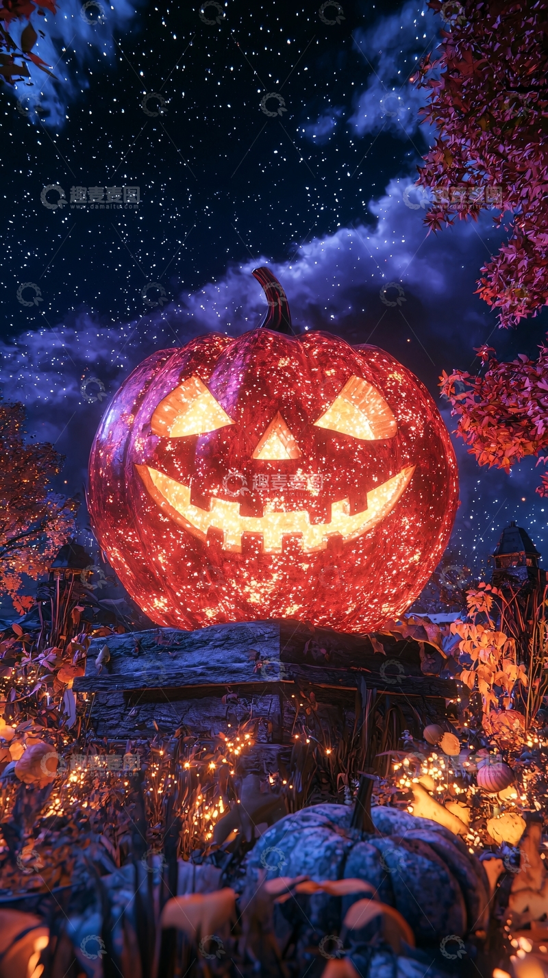 高清大图下载【趣麦麦图】万圣节夜景南瓜灯