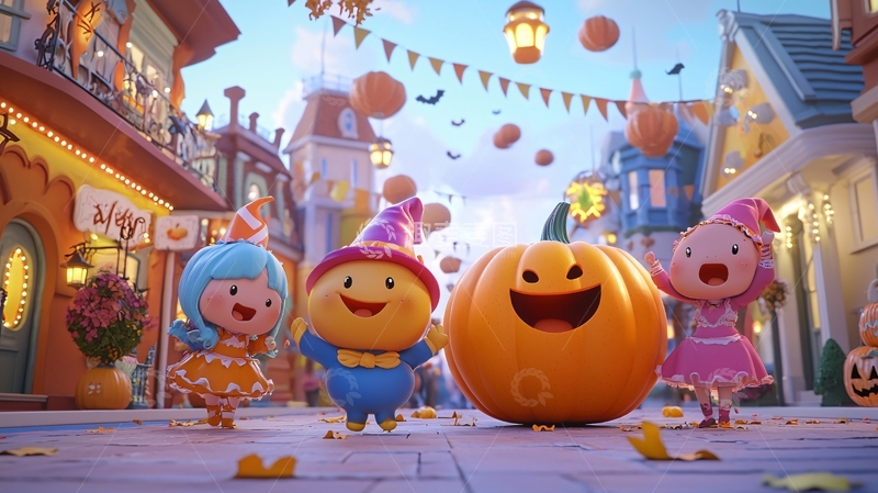 高清大图下载【趣麦麦图】万圣节小镇欢乐派对