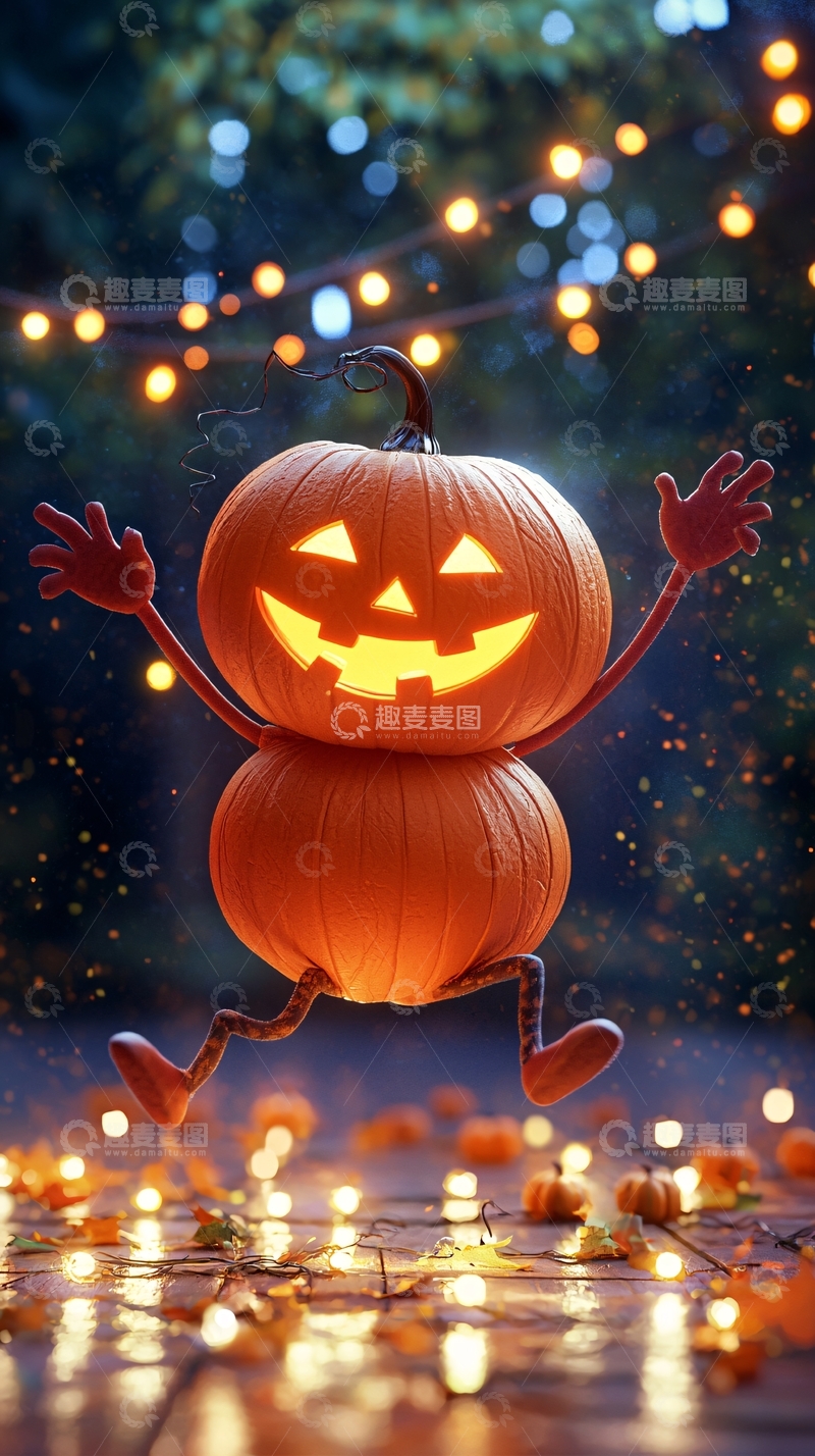 高清大图下载【趣麦麦图】万圣节南瓜灯跳舞场景