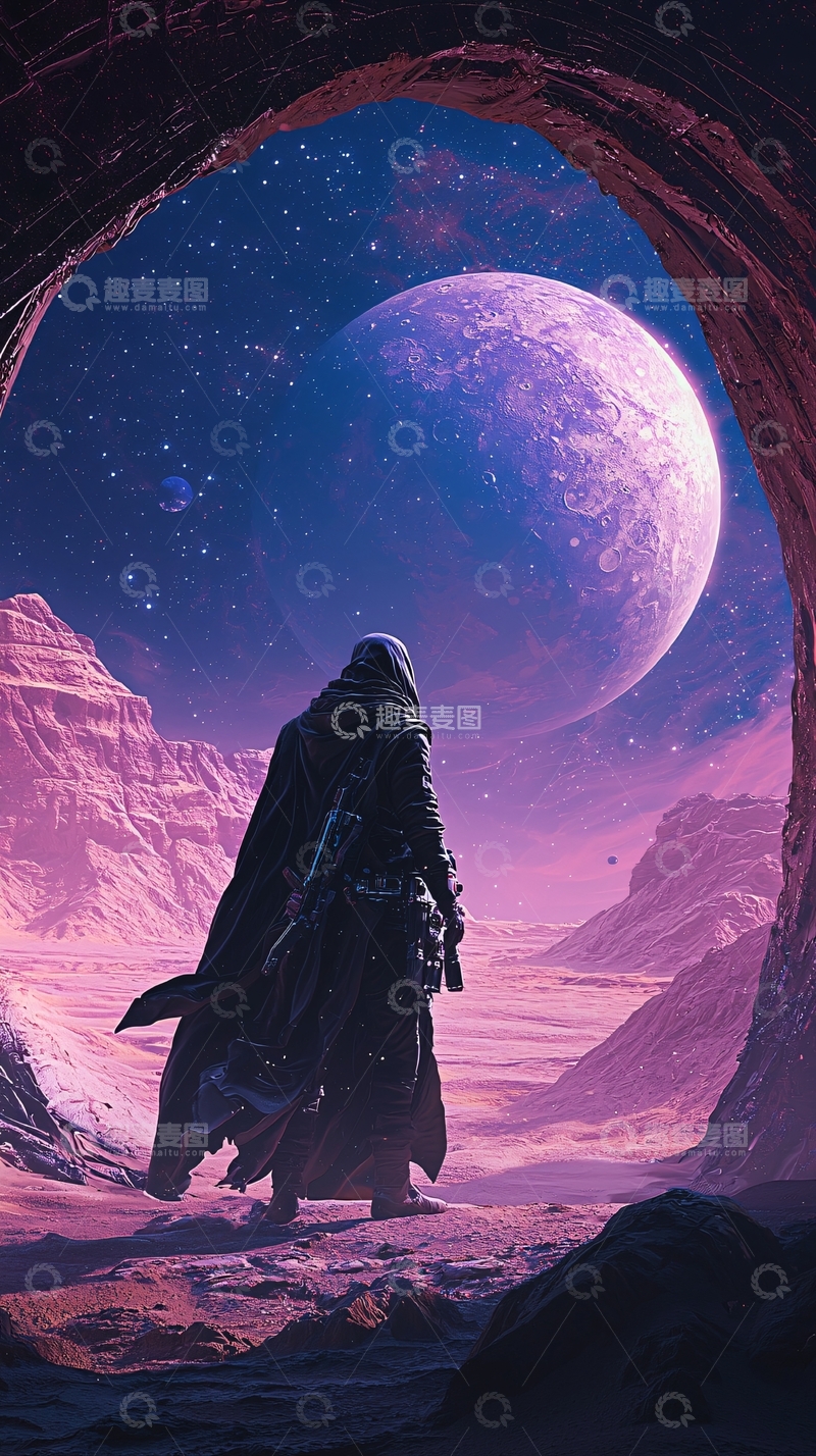 高清大图下载【趣麦麦图】星际旅人与神秘星球