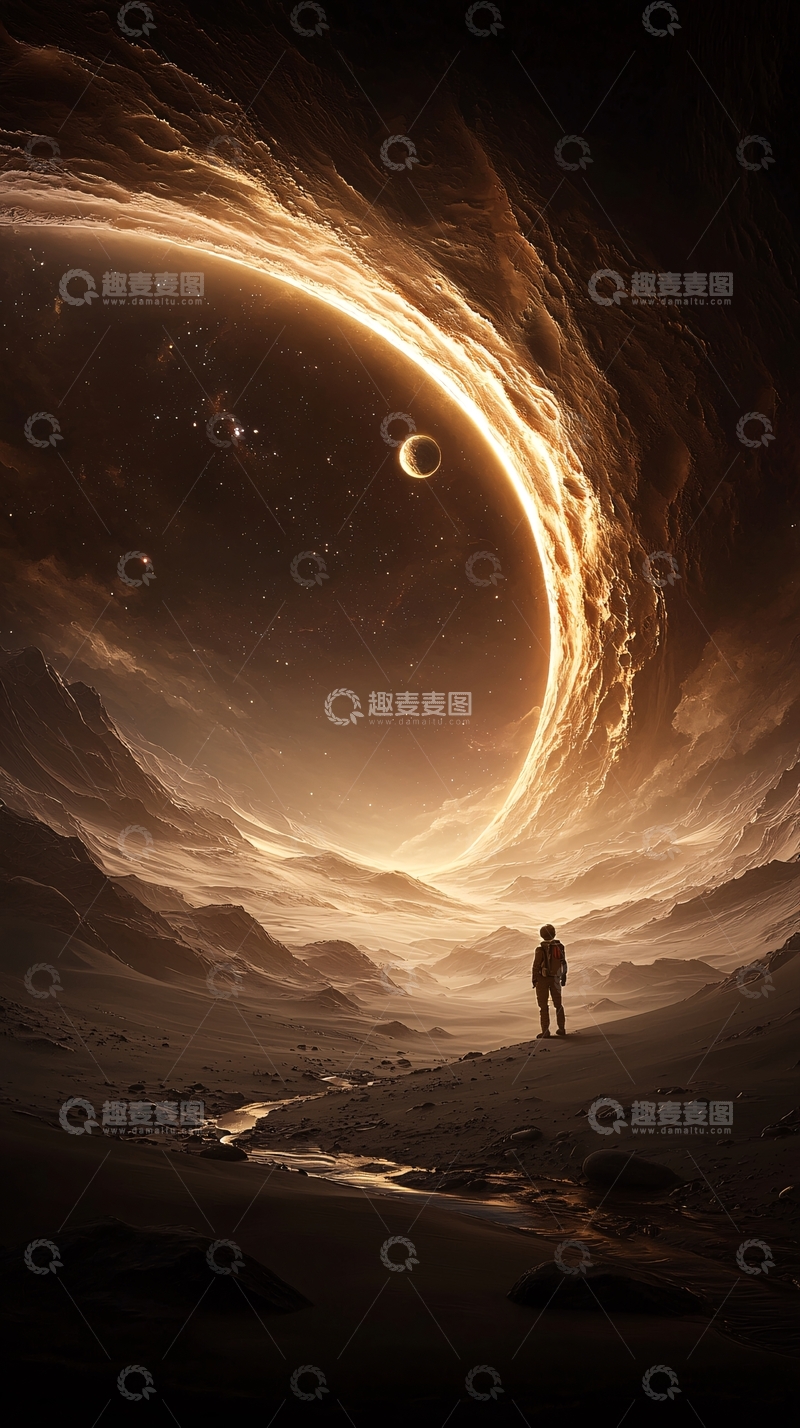 高清大图下载【趣麦麦图】星际探险者与神秘行星