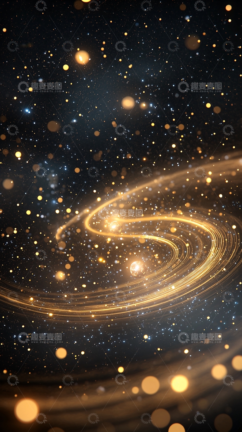 高清大图下载【趣麦麦图】金色星河漩涡背景图