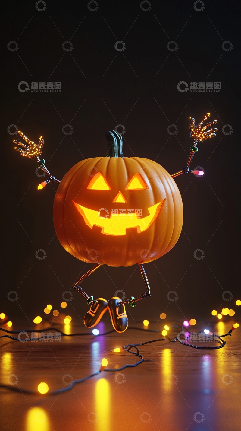 高清大图下载【趣麦麦图】万圣节南瓜灯人形装饰
