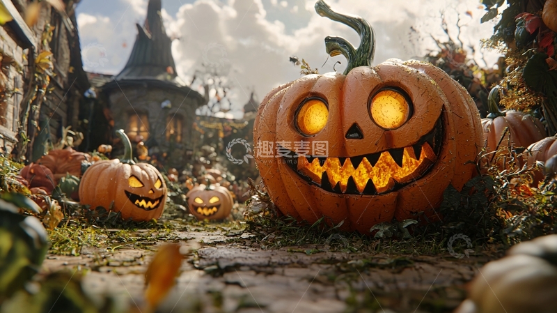 高清大图下载【趣麦麦图】万圣节南瓜灯装饰场景