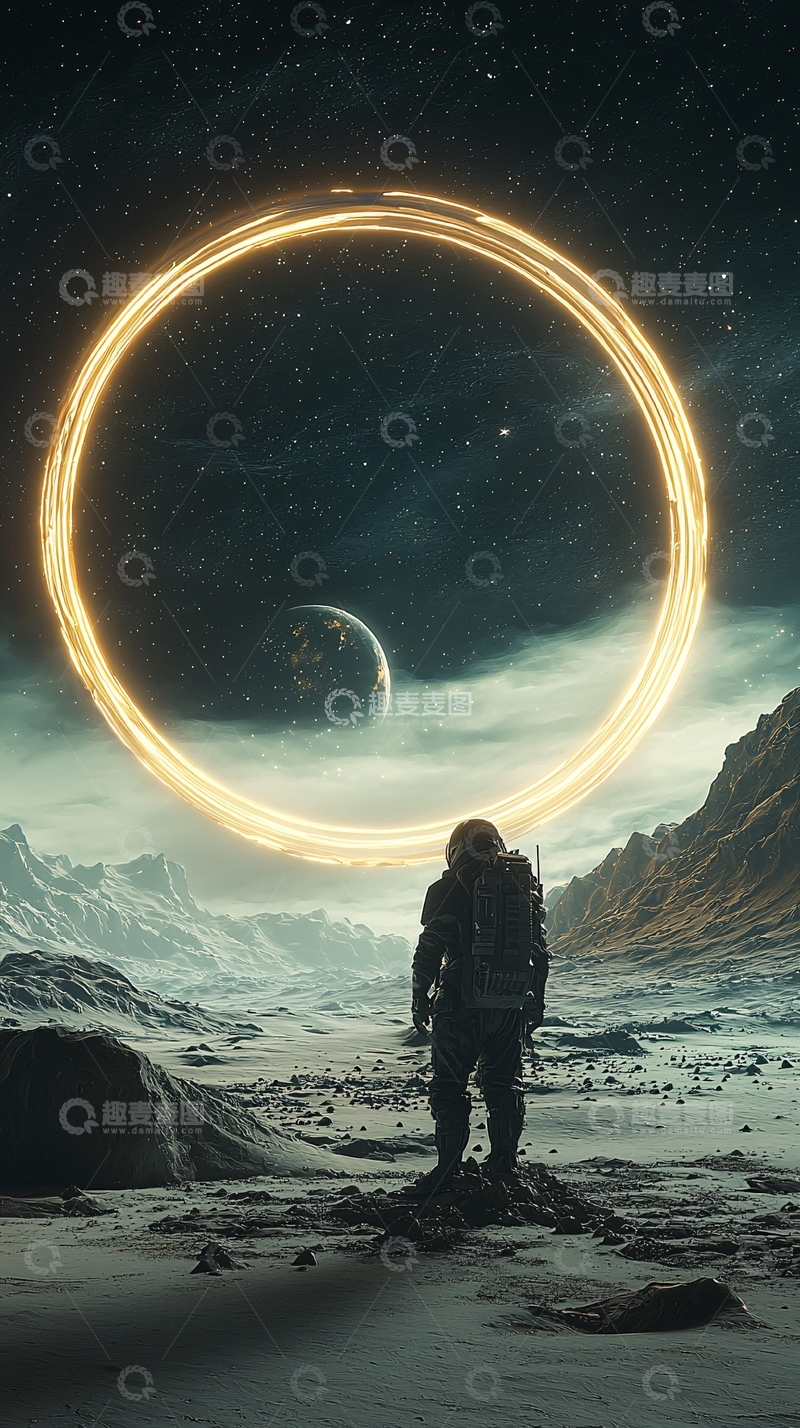 高清大图下载【趣麦麦图】星际环形光圈探险者