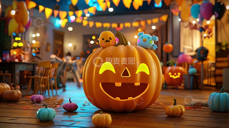 高清大图下载【趣麦麦图】万圣节南瓜灯装饰场景