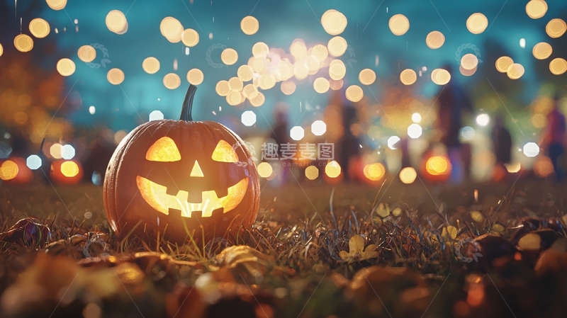 高清大图下载【趣麦麦图】万圣节南瓜灯夜景