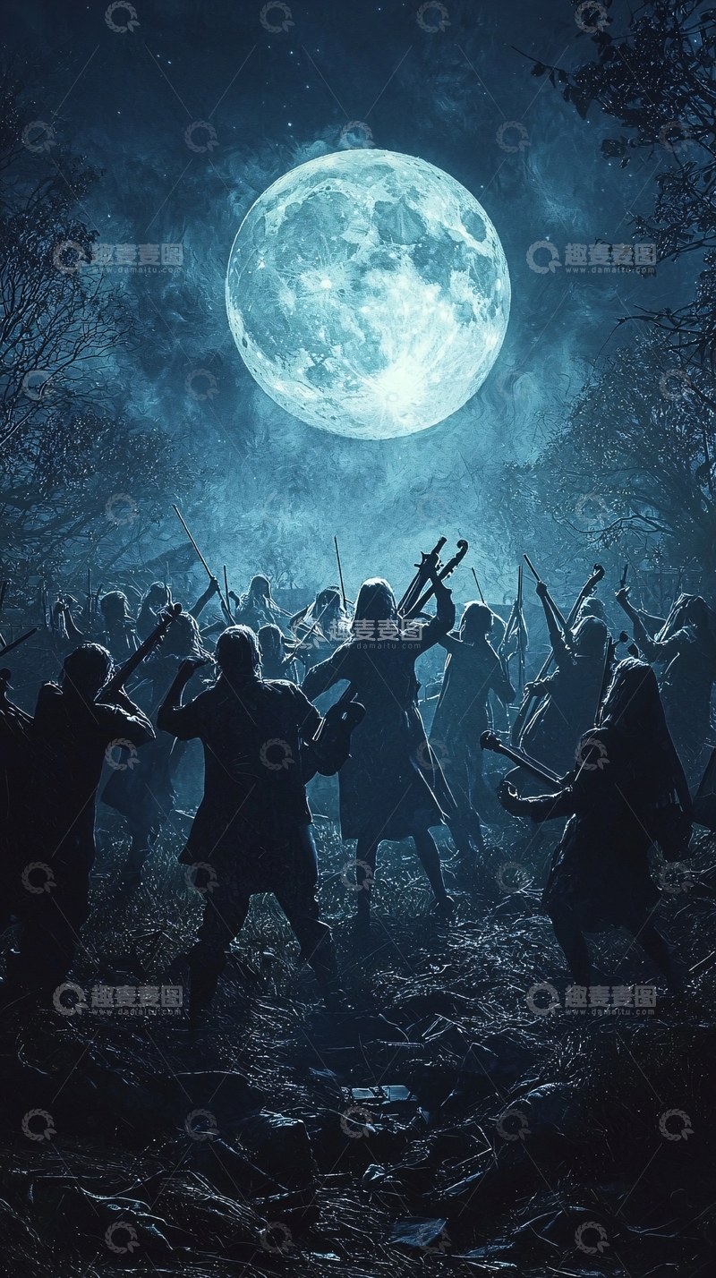 高清大图下载【趣麦麦图】月光下的神秘音乐会
