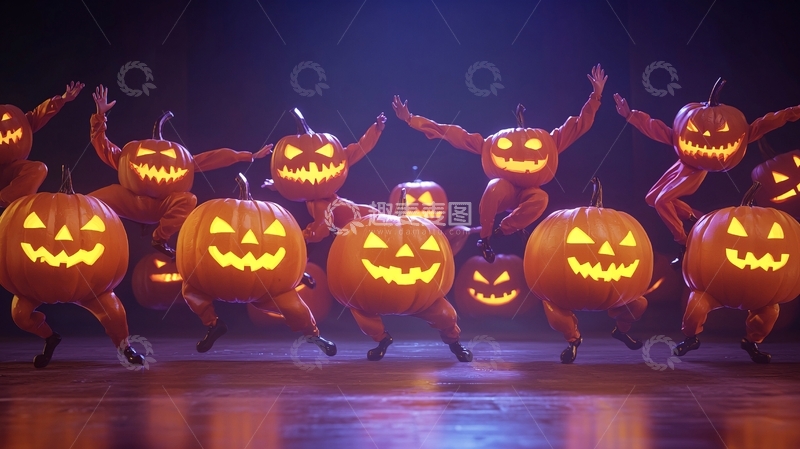 高清大图下载【趣麦麦图】万圣节南瓜舞者表演