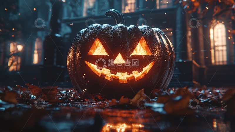 高清大图下载【趣麦麦图】万圣节南瓜灯夜景