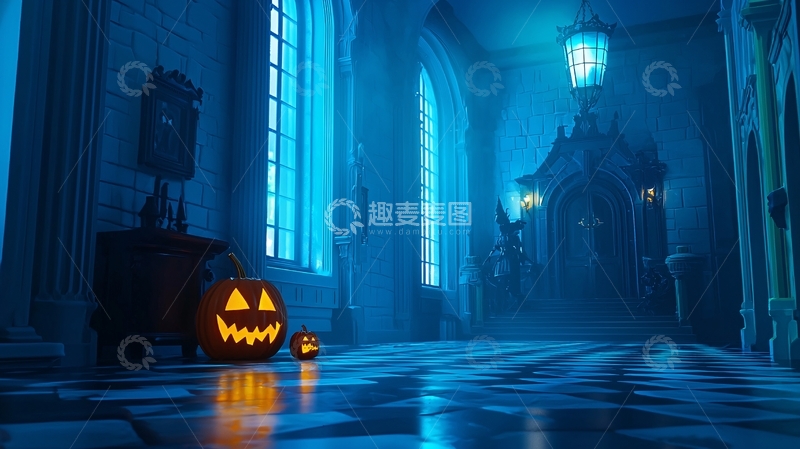 高清大图下载【趣麦麦图】万圣节南瓜灯下的神秘城堡