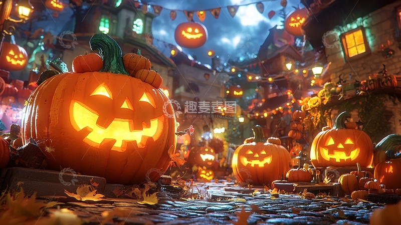 高清大图下载【趣麦麦图】万圣节南瓜灯装饰场景