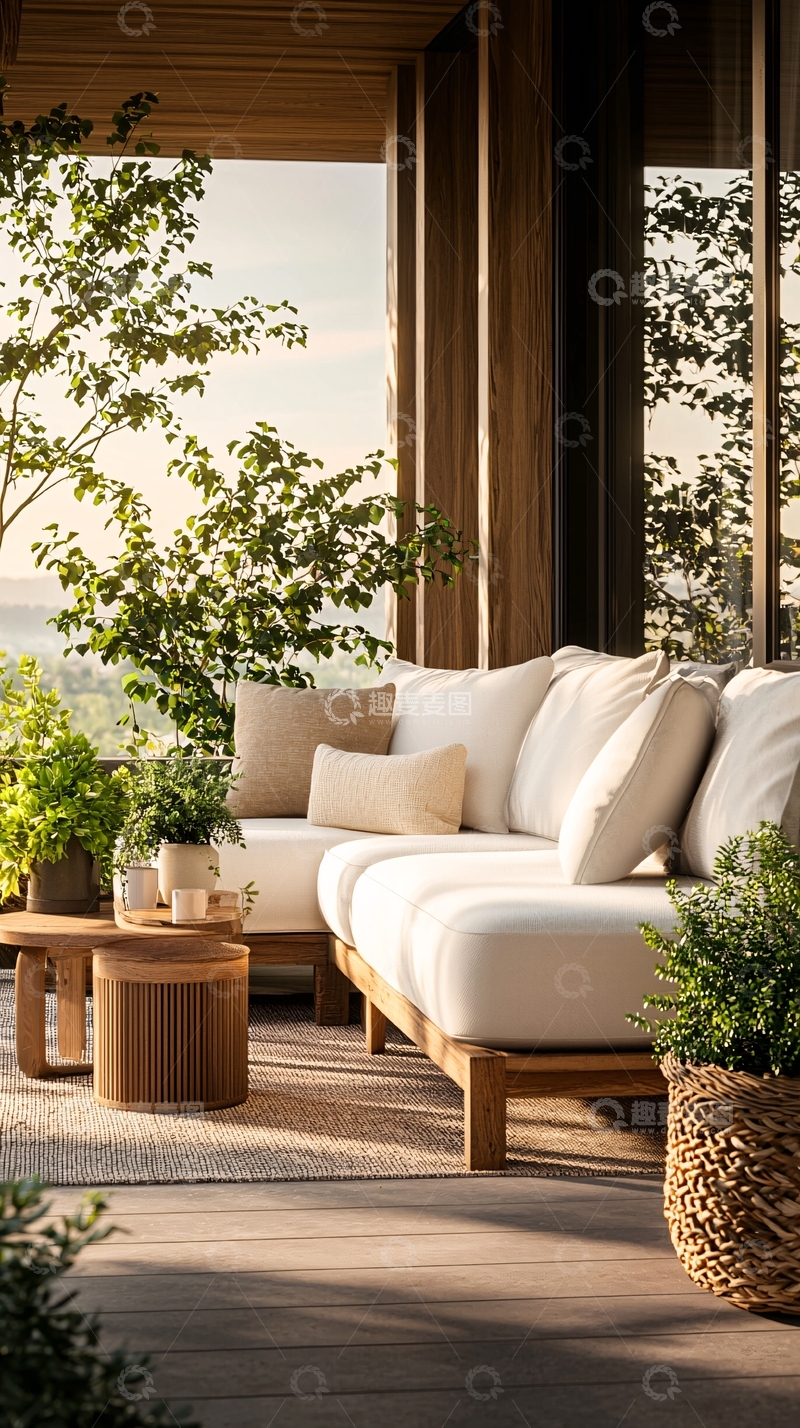高清大图下载【趣麦麦图】户外阳台休闲沙发场景