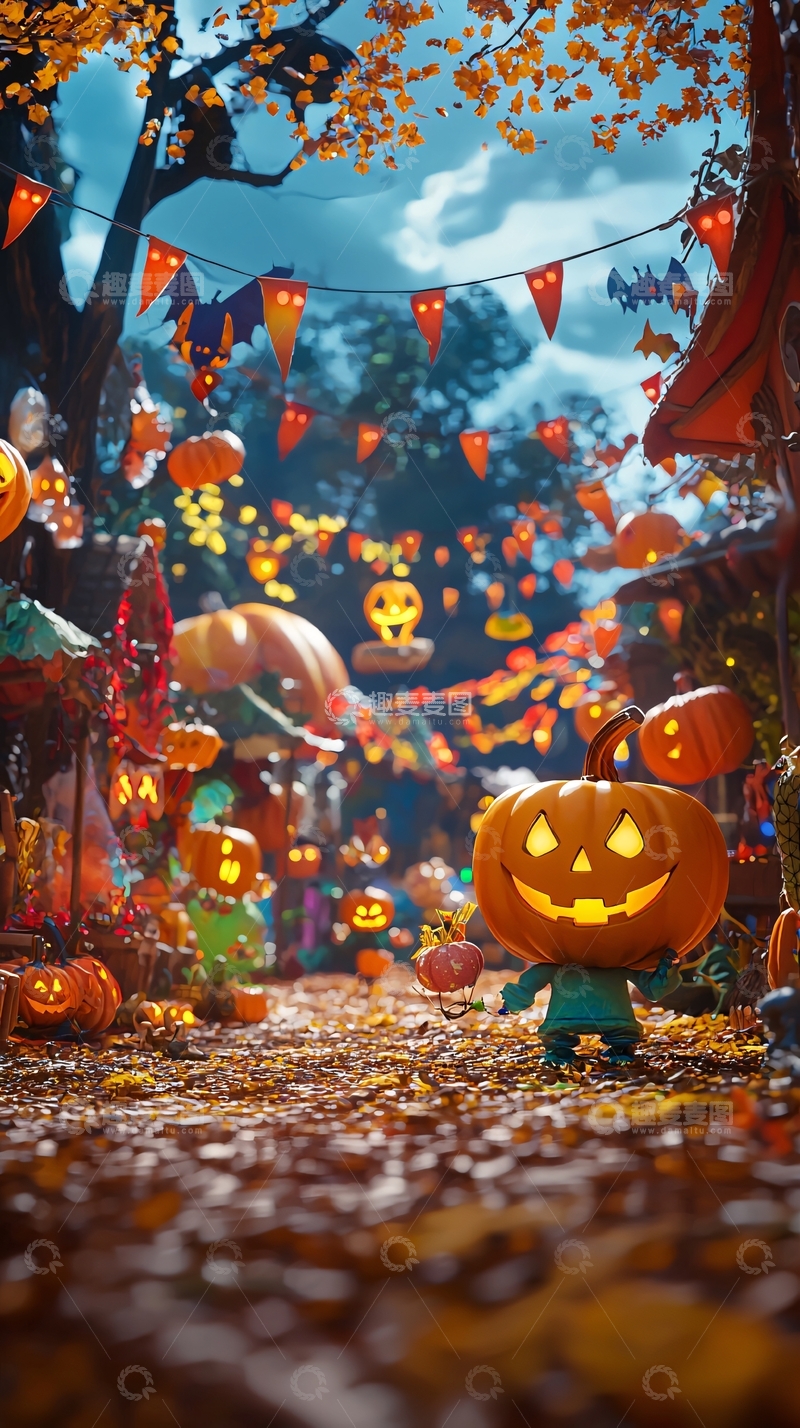 高清大图下载【趣麦麦图】万圣节南瓜灯装饰场景