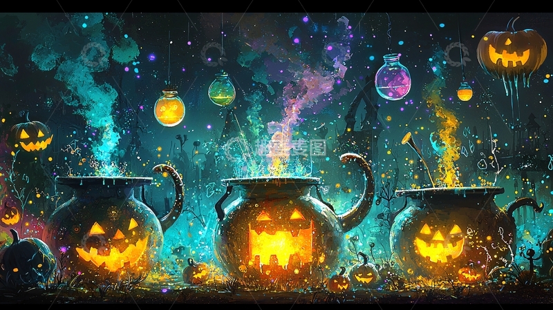 高清大图下载【趣麦麦图】万圣节魔法夜景