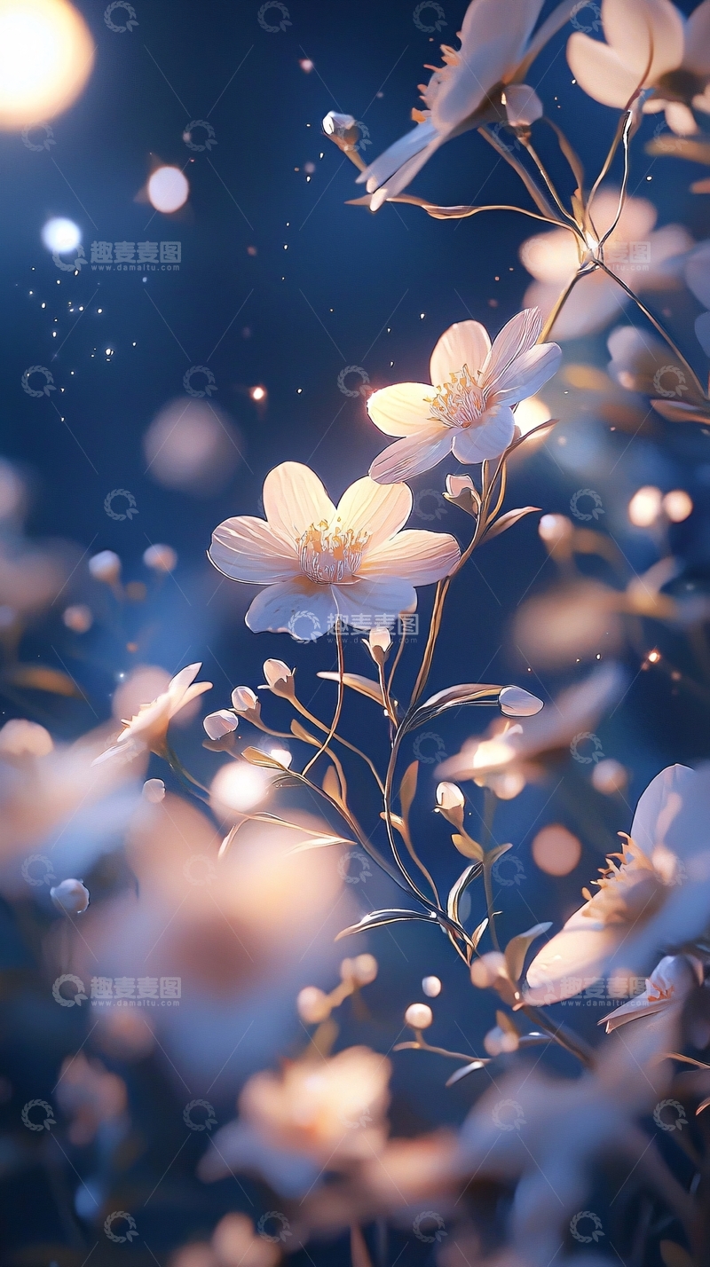 高清大图下载【趣麦麦图】梦幻夜色中的花朵