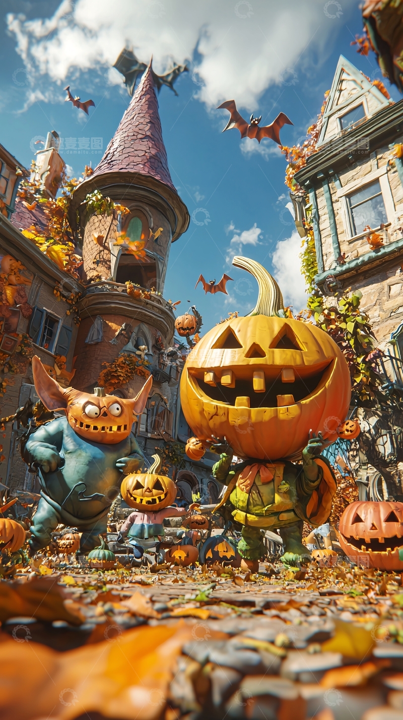 高清大图下载【趣麦麦图】万圣节南瓜小镇