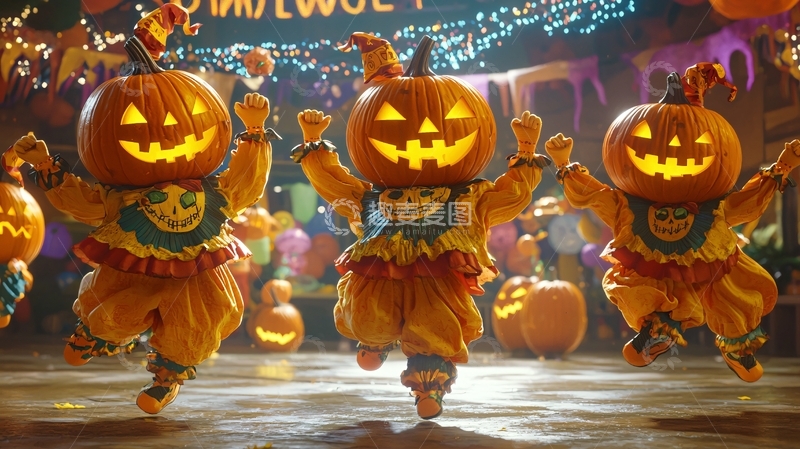 高清大图下载【趣麦麦图】万圣节南瓜灯舞者