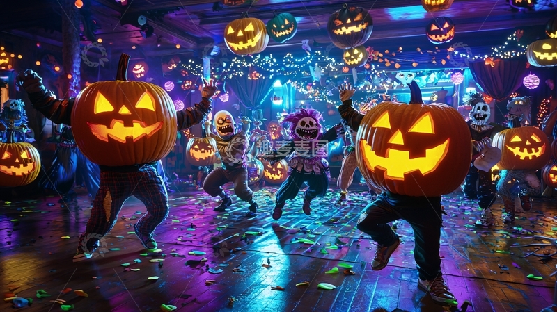 高清大图下载【趣麦麦图】万圣节南瓜灯舞会