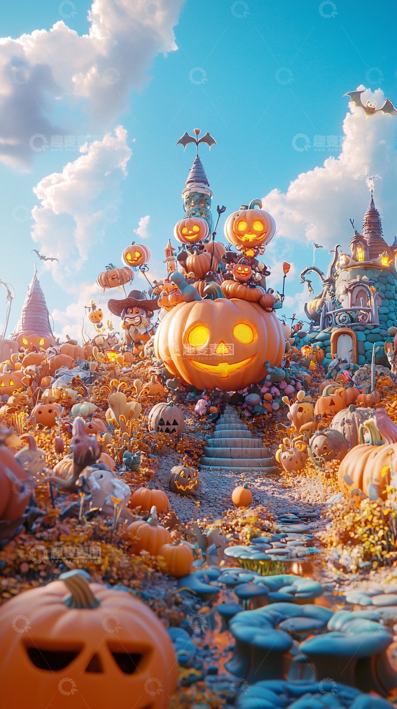 高清大图下载【趣麦麦图】万圣节南瓜城堡幻想场景