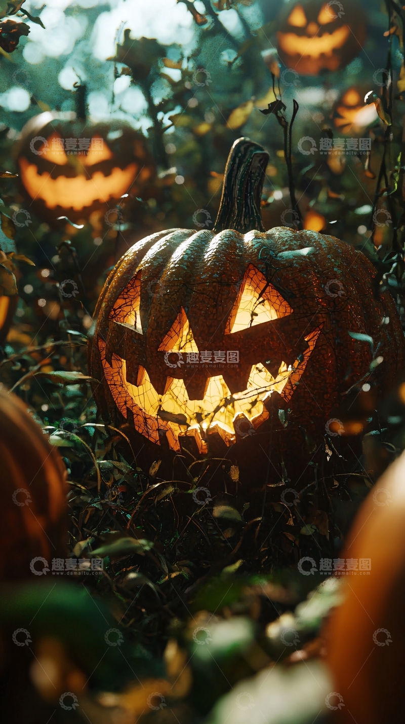高清大图下载【趣麦麦图】万圣节南瓜灯夜景
