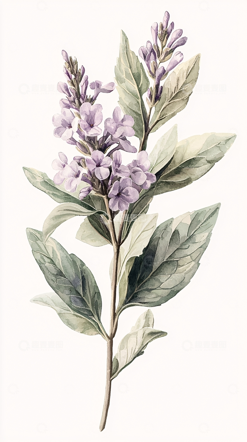 紫色花朵植物插画