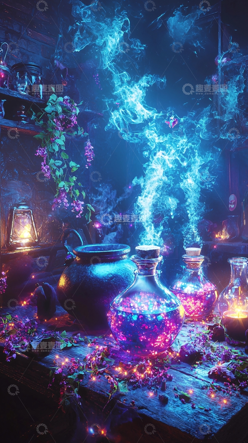 高清大图下载【趣麦麦图】魔法实验室的神秘光芒