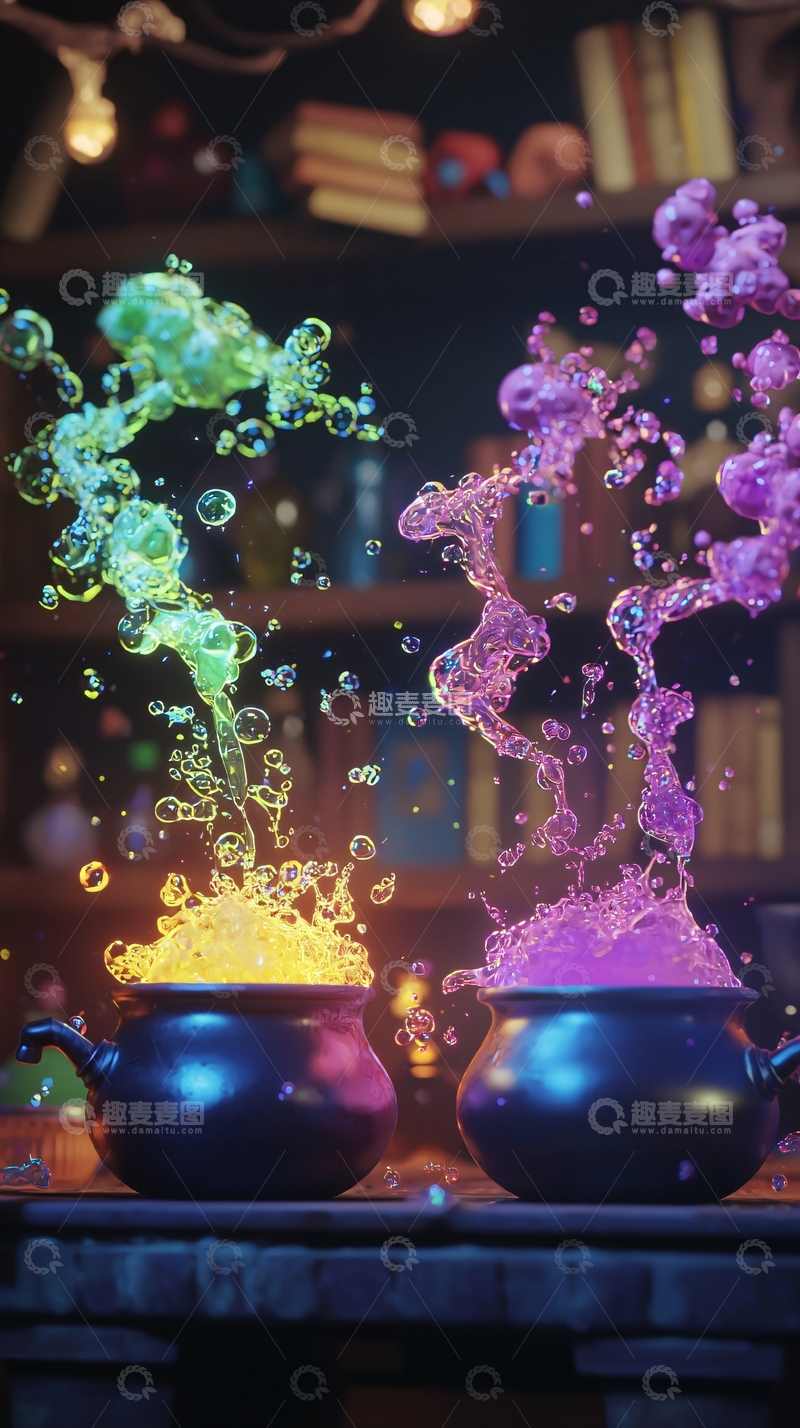 高清大图下载【趣麦麦图】魔法药剂沸腾场景